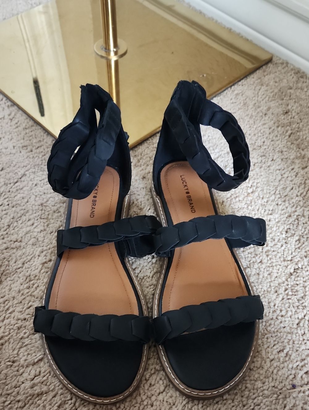 Lucky Brand Women’s Black Braided Strap Sandals